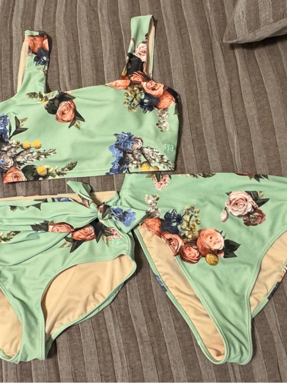 Albion Fit Mint Floral Three-Piece Bikini Set